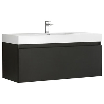 Fresca Mezzo 48" Black Wall Hung Cabinet With Integrated Sink