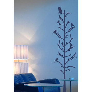Stick Tree with Birds Vinyl Wall Decal, 60"x 17", Lime
