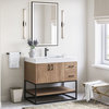 Bahia Bath Vanity, Oak, 36", Matte Black Hardware, Single, Freestanding