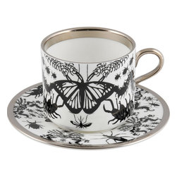The New English - The New English Entomo Black Latte Cup and Saucer - Cappuccino And Espresso Cups