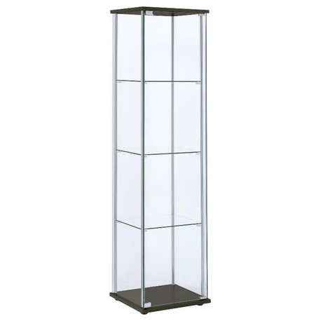 Coaster Contemporary 4 Shelf Glass Curio Cabinet in Cappuccino