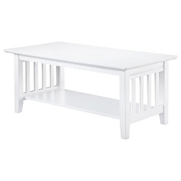 Bowery Hill Traditional Solid Wood Coffee Table with Sturdy Leg in White