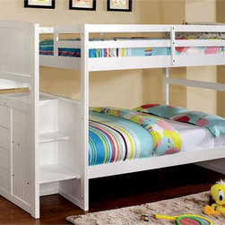White Twin Bunk Bed with Steps - Bunk Beds