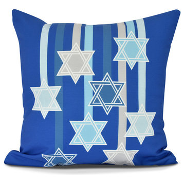 Shooting Stars, Geometric Print Outdoor Pillow, Royal Blue, 18" x 18"
