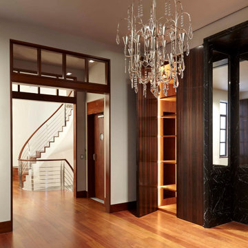 Millwork conceals a pantry