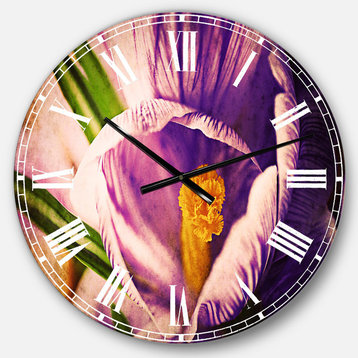 Blooming Crocus Flower Floral Large Metal Wall Clock, 23x23