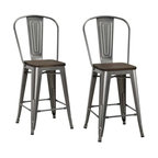 DHP Luxor 24" Metal Counter Stool in Antique Gun Metal (Set of 2)