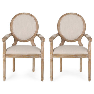 Aisenbrey Upholstered Dining Chair, Beige + Natural, Set of 2