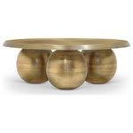 Meridian Furniture - Globus Iron Metal Coffee Table, Gold - Redefine your living area with the Globus Coffee Table, a striking piece crafted from antique gold iron metal. This table's bold design features three spherical bases, each adding a sculptural flair that enhances its contemporary charm. Perfectly balancing aesthetics and functionality, the table becomes a captivating centerpiece in your living room, effortlessly elevating your space with its modern edge.
