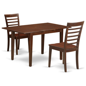 3 Pc Kitchen Dinette Set - Table With Leaf And 2 Kitchen Chairs