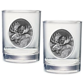 Moose Double Old Fashioned Glass, Set of 2