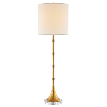 D10'' Gold Leaf Metal Frame Table Lamp With a White Shade