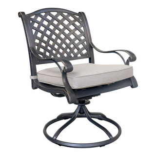 Carlsbad Cast Aluminum Dining Swivel Rocker With Cushion, Set of 2 ...