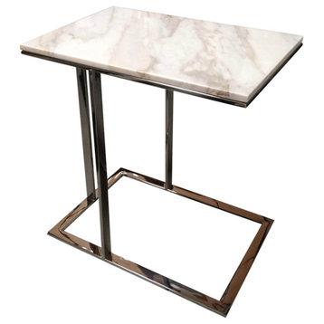 Eva Side Table, White/Stainless Steel