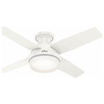 Hunter - Hunter 50399 Dempsey, 44" Low Profile Outdoor Ceiling Fan with Light Kit, White - A modern fan with mass appeal, the Dempsey outdoorDempsey 44 Inch Low  Fresh White Washed OUL: Suitable for damp locations Energy Star Qualified: n/a ADA Certified: n/a  *Number of Lights: 2-*Wattage:9w LED bulb(s) *Bulb Included:Yes *Bulb Type:LED *Finish Type:Fresh White