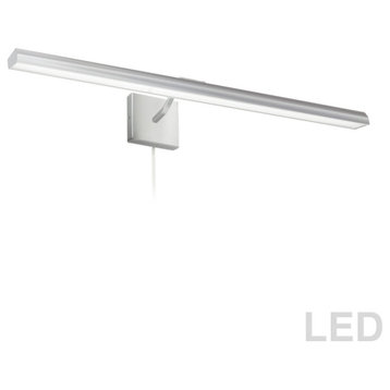 40W Picture Light With Frosted Glass, Satin Chrome