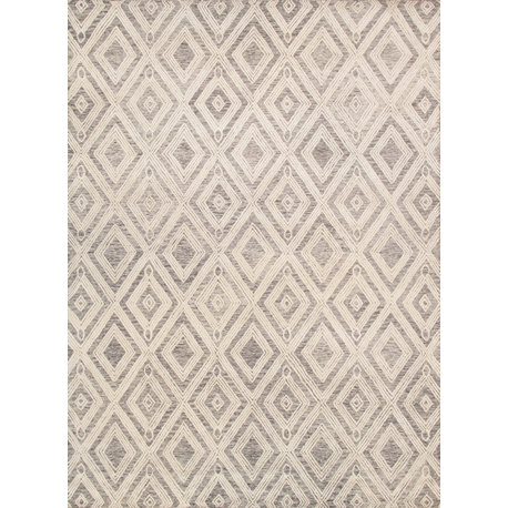 Modern Hand-Tufted Wool Area Rug, Silver, 7'9"x9'9"