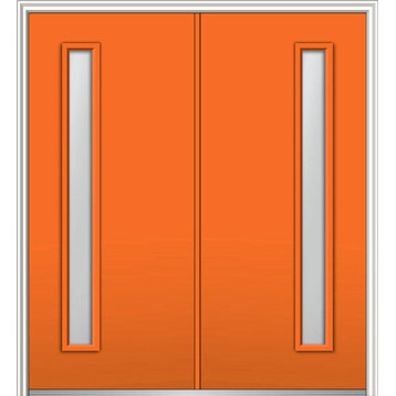 Clear Low-E 1-Lite Fiberglass Smooth Double Door 74"x81.75" Right Hand Inswing