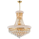 CWI Lighting - Empire 14 Light Down Chandelier With Gold Finish - Add a touch of glamour to your living space through the Empire 14 Light Chandelier in Gold. This glam lighting features candelabra bulbs held by a metal frame that's wrapped in glistening clear crystals. This is the perfect choice to refresh the ambiance in your living room while making it look luxuriously luminous. Feel confident with your purchase and rest assured. This fixture comes with a one year warranty against manufacturers defects to give you peace of mind that your product will be in perfect condition.