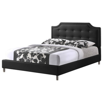 Baxton Studio Carlotta Black Modern Bed With Upholstered Headboard, King