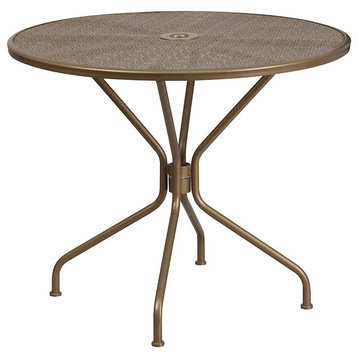 35.25" Steel Patio Table, Gold