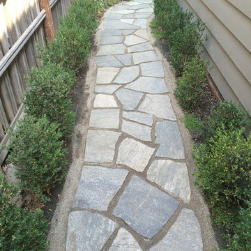 Aspen Creek Flagstone Walks with Cedar Frame Wire Grird Fence