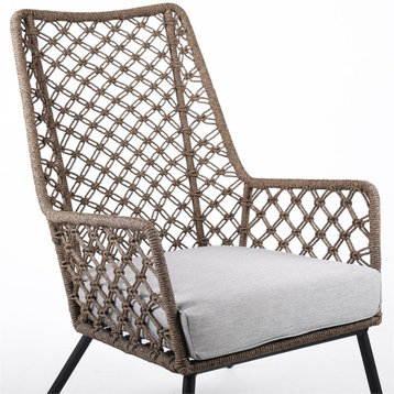 Armen Living Marco Modern Fabric/Steel Outdoor Lounge Chair in Truffle Brown