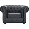 Chesterfield Leather Armchair, Black
