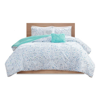 Shop Pearl Metallic Printed Reversible Comforter Set Aqua & Purple, Comforters & Blankets