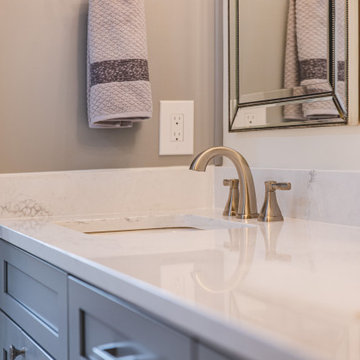 Master bathroom remodel in Ashburn, VA with walk in shower & double vanities