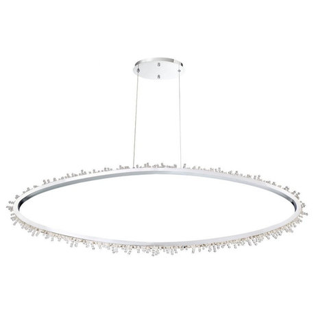 Contemporary Oval LED Chandelier Clear Multiple Facet Crystal Beads - 18.25 x