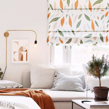 Autumn Leaves Quick Fix Washable Flat Fold Roman Shades, Window Blinds