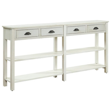 Linon Crackle Wood Console Table in Cream
