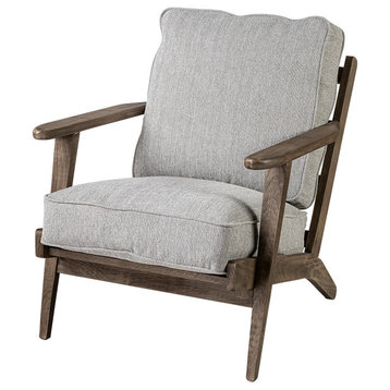Landin Modern Mid-Century Fabric Accent Chair, Light Grey