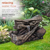 24" Tall Outdoor 2-Tier Fallen Tree Trunk Water Fountain with LED Lights