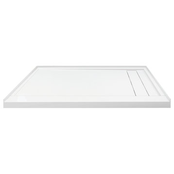 Transolid Linear 60"x30" Shower Base With Right Hand Drain, White