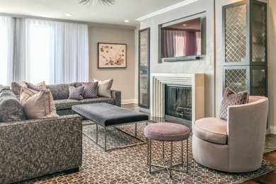 Example of a transitional family room design in Chicago