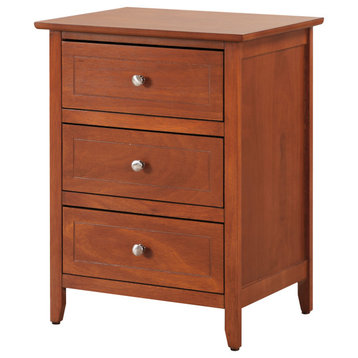 Drake 3-Drawer Nightstand, Oak