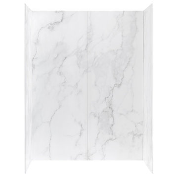 Ove Decors Arroyo 60 x 32 in. Solid Surface Alcove Shower Wall in Carrara finish
