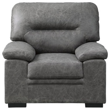 Lexicon Michigan Microfiber Accent Chair in Dark Gray