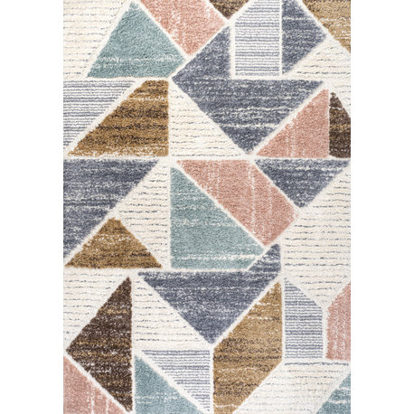 Aileen Geometric Scandi Colorblock Carved Multi 5'x8' Area Rug