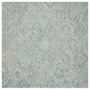 Safavieh Ikat Collection IKT631 Rug, Ivory/Sea Blue, 6' Square