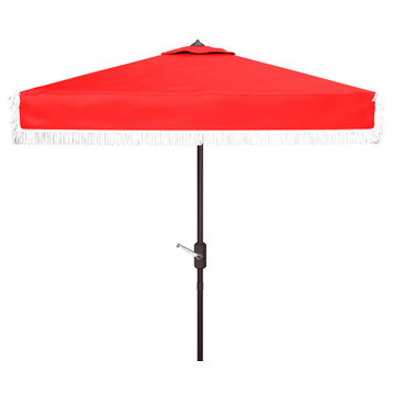 Safavieh Milan 7.5'Square Umbrella, Red
