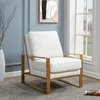 LeisureMod Jefferson Faux Leather Accent Armchair With Gold Frame, White