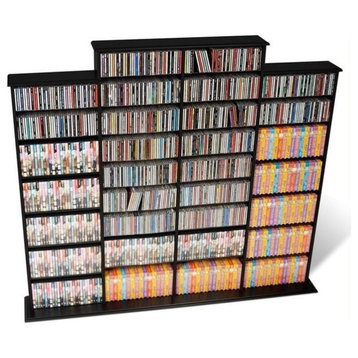 Bowery Hill 64" CD DVD Wall Media Storage Rack in Black