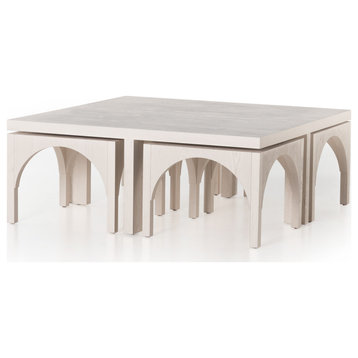 Amara Off White Oak Coffee Table With Nesting Arch