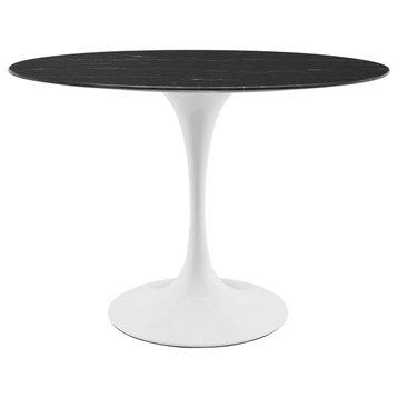 Lippa 42" Oval Artificial Marble Dining Table White Black -5169
