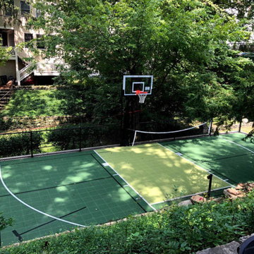Outdoor Pickleball and Basketball Court Combo
