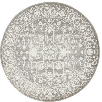 Unique Loom Light Gray Olympia New Classical 4'x4' Round Rug
