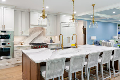 Example of a transitional kitchen design in Boston